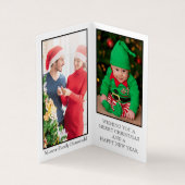 スノーフレーク・クリスマスツリー、家族写真クリスマスカード 名刺 (内部)