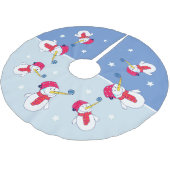 スノーフレーク・クリスマスホリデーキッズ付き雪だるま ブラッシュドポリエステルツリースカート (アングル)