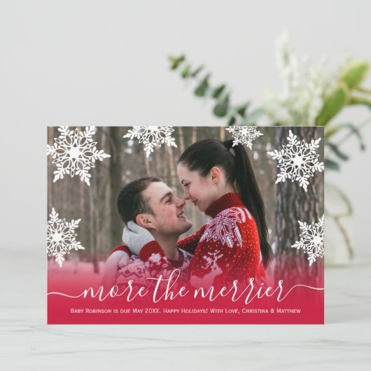 スノーフレーク・クリスマス妊娠告知カード 案内状 (スタンド正面)