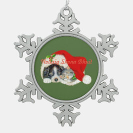 スノーフレーク クリスマス オーナメント 子犬と子猫