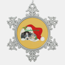 スノーフレーク クリスマス オーナメント 子犬と子猫
