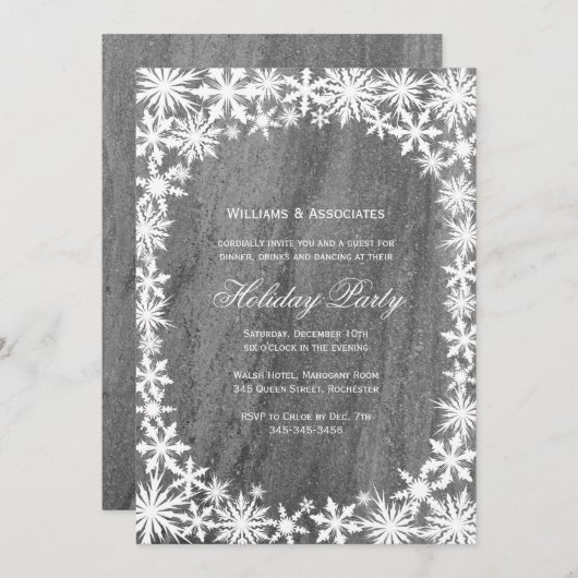 スノーフレーク&グラナイト企業のホリデー招待状 招待状 (正面/裏面)