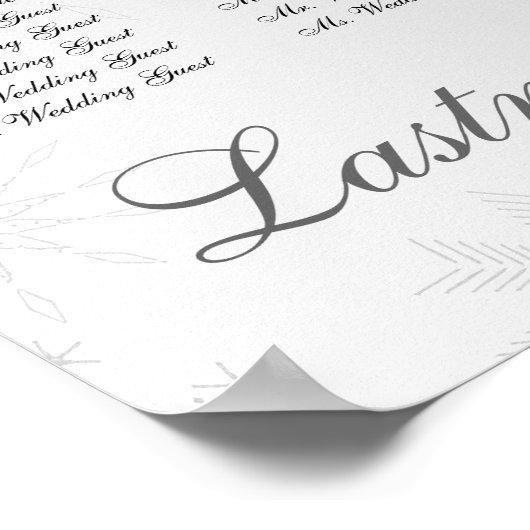 スノーフレーク・ジェム結婚・シルバーのシーティングチャート ポスター (角)