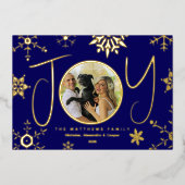 スノーフレーク ジョイ カスタム フォト ホリデー カード (正面)