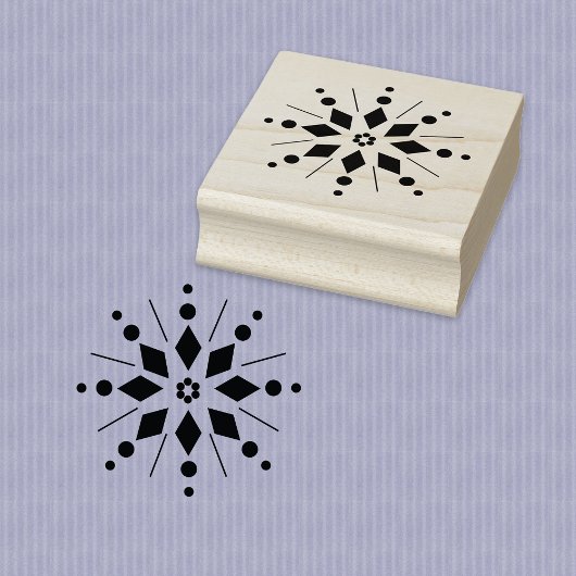 スノーフレーク スターバースト 木製スタンプ ラバースタンプ