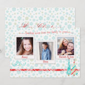 スノーフレーク&ツリーズホリデーフォトカードテンプレート シーズンカード (正面/裏面)