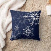 スノーフレーク – ネイビーブルー クッション (ブランケット)
