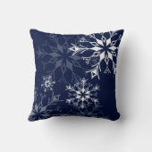 スノーフレーク – ネイビーブルー クッション (裏面)