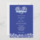 スノーフレーク ハート ウィンター ウェディング 招待状 (正面)