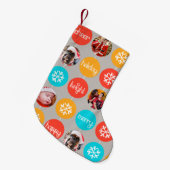 スノーフレーク・バウブルパターン写真クリスマスストッキング スモールクリスマスストッキング (正面 (吊り時))