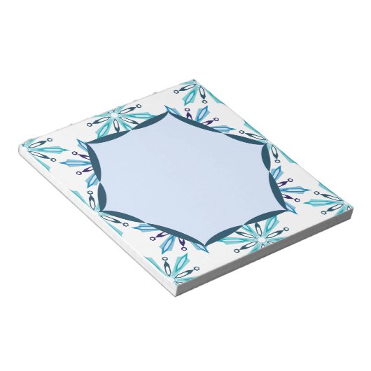 スノーフレーク・パターン氷の冬の色 ノートパッド (アングル)