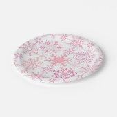 スノーフレーク・パターン・ピンク ペーパープレート (アングル)