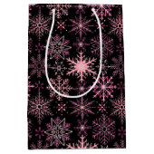 スノーフレーク・パターン・ピンク ミディアムペーパーバッグ (正面)