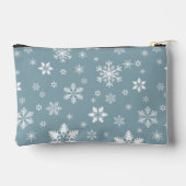 スノーフレーク・パターン、白い雪、雪、グレー アクセサリーポーチ (裏面)