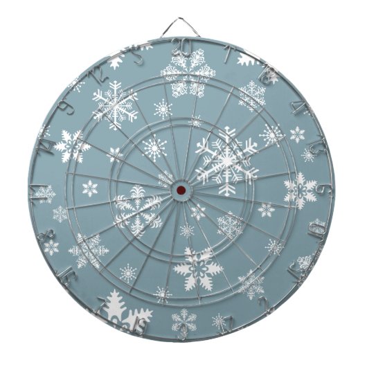 スノーフレーク・パターン、白い雪、雪、グレー ダーツボード (正面)