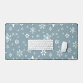 スノーフレーク・パターン、白い雪、雪、グレー デスクマット (キーボード&マウス)