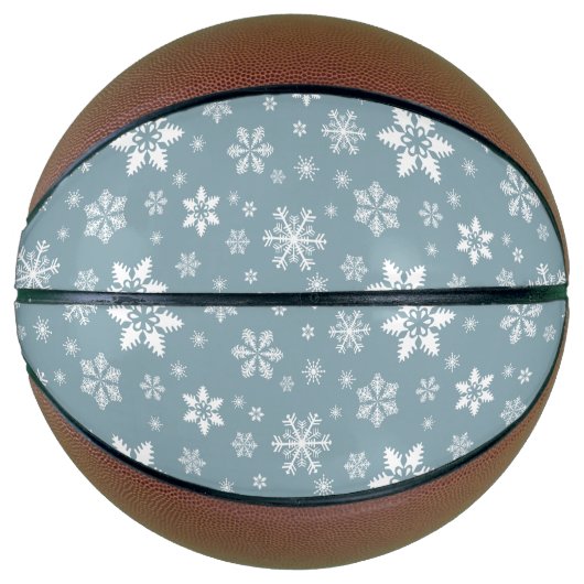 スノーフレーク・パターン、白い雪、雪、グレー バスケットボール (正面)