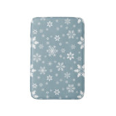 スノーフレーク・パターン、白い雪、雪、グレー バスマット (正面縦)