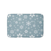 スノーフレーク・パターン、白い雪、雪、グレー バスマット (正面)