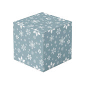 スノーフレーク・パターン、白い雪、雪、グレー フォトキューブ (裏面アングル)