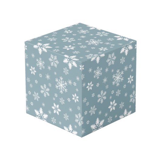 スノーフレーク・パターン、白い雪、雪、グレー フォトキューブ (正面アングル)