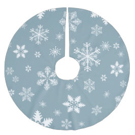 スノーフレーク・パターン、白い雪、雪、グレー ブラッシュドポリエステルツリースカート