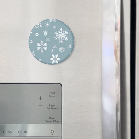 スノーフレーク・パターン、白い雪、雪、グレー マグネット (インサイチュ (冷蔵庫))