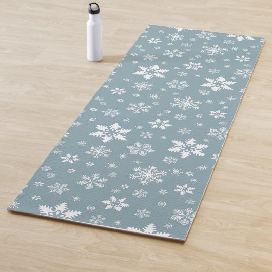 スノーフレーク・パターン、白い雪、雪、グレー ヨガマット (インサイチュ)