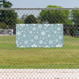 スノーフレーク・パターン、白い雪、雪、グレー 横断幕