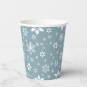 スノーフレーク・パターン、白い雪、雪、グレー 紙コップ (正面)