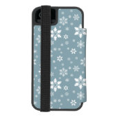 スノーフレーク・パターン、白い雪、雪、グレー INCIPIO iPhoneウォレットケース (フォリオ裏面)