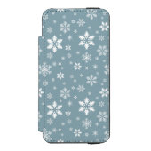 スノーフレーク・パターン、白い雪、雪、グレー INCIPIO iPhoneウォレットケース (フォリオ 正面)