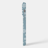 スノーフレーク・パターン、白い雪、雪、グレー iPhoneケース (左側面)