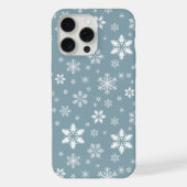 スノーフレーク・パターン、白い雪、雪、グレー iPhoneケース (裏面)