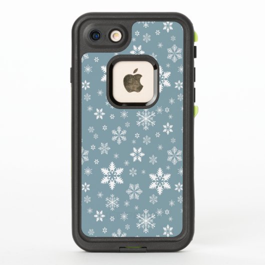 スノーフレーク・パターン、白い雪、雪、グレー LifeProof iPhoneケース (裏面)