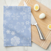 スノーフレーク・パターン、白い雪、雪、冬 キッチンタオル (四つ折り)