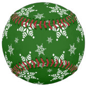 スノーフレーク・パターン、白い雪、雪、緑 ソフトボール (正面)