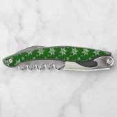 スノーフレーク・パターン、白い雪、雪、緑 ソムリエナイフ (裏面)