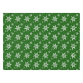 スノーフレーク・パターン、白い雪、雪、緑 テーブルクロス (正面(横))