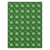 スノーフレーク・パターン、白い雪、雪、緑 テーブルクロス (正面)