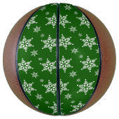 スノーフレーク・パターン、白い雪、雪、緑 バスケットボール (縦)