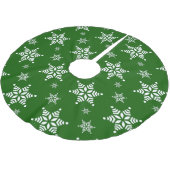 スノーフレーク・パターン、白い雪、雪、緑 ブラッシュドポリエステルツリースカート (アングル)