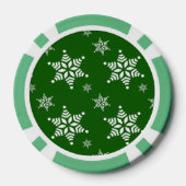 スノーフレーク・パターン、白い雪、雪、緑 ポーカーチップ (裏面)