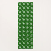 スノーフレーク・パターン、白い雪、雪、緑 ヨガマット (裏面)