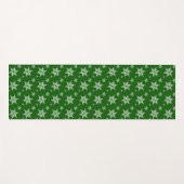 スノーフレーク・パターン、白い雪、雪、緑 ヨガマット (正面(横))
