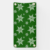 スノーフレーク・パターン、白い雪、雪、緑 横断幕 (縦)
