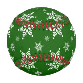 スノーフレーク・パターン、白い雪、雪、緑 野球ボール (裏面)