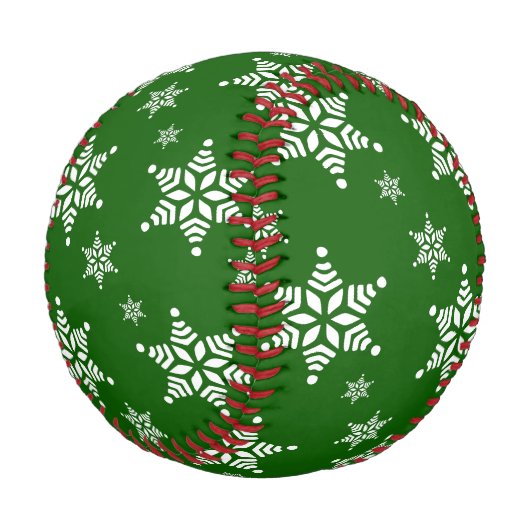 スノーフレーク・パターン、白い雪、雪、緑 野球ボール (アングル)