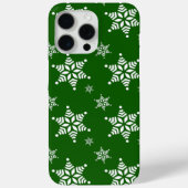 スノーフレーク・パターン、白い雪、雪、緑 Case-Mate iPhoneケース (裏面)