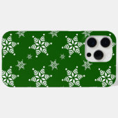 スノーフレーク・パターン、白い雪、雪、緑 Case-Mate iPhoneケース (裏面 (横))